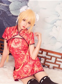 Rabbit playing with red cheongsam(14)